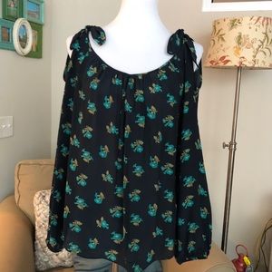 Rebecca Taylor Silk Cold Shoulder Top